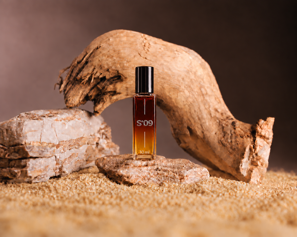 09°Scent - Smooth leather, cardamom, warm amber and soft woods. Perfume concentrated oil