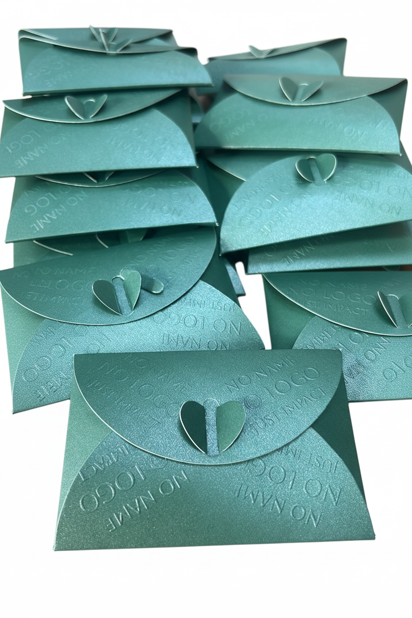 Green embossed pillow envelopes